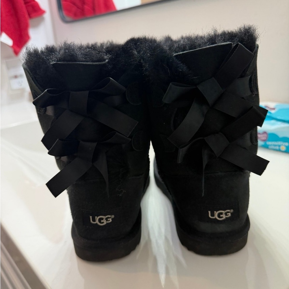 UGG Black Suede Bow Boots